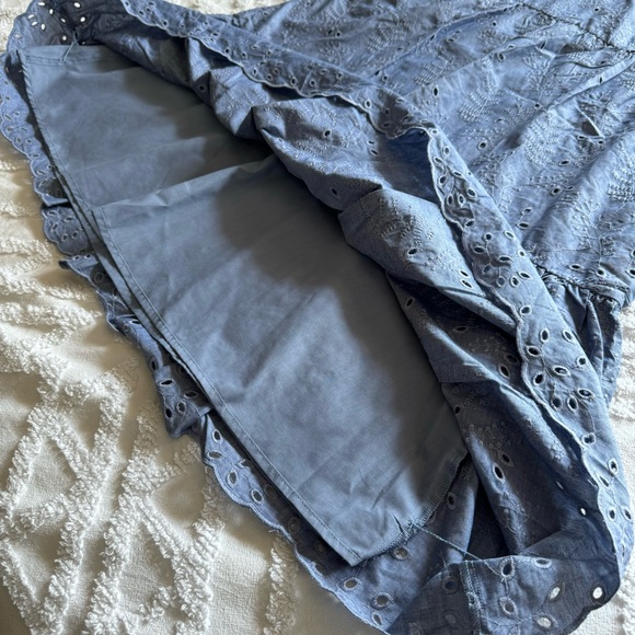 Christopher & Banks NWT Denim Chambray Eyelet Modest Midi Sleeveless Dress Med - Picture 7 of 13